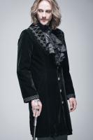 Devil Fashion CT00401 Manteau brod avec col relevable homme noir velours gothique vampire aristocrate