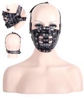 Devil Fashion MK009 Masque noir et argent en cuir synthtique cadrier, dark punk