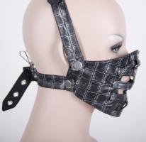 Devil Fashion MK009 Black mask and silver cadrier synthetic leather, dark punk