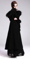 Devil Fashion CT01001 Manteau noir avec capuche, fourrure synthtique et laage, Gothique