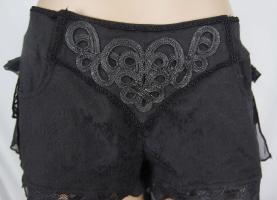 Devil Fashion PT027 Elegant black shorts with lace and veil tail, elegant gothic romantic