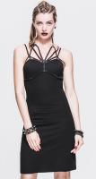 Devil Fashion SKT027 Black pencil dress with harness on the front, gothic punk witch Devil Fashion