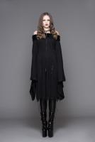 Devil Fashion CT033 Elegant gothic priestess black Jacket dress flared sleeves and bare shoulders, embroidery