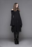 Devil Fashion CT033 Veste noire manches vases et paules nues avec broderies, gothique, lgante, prtresse