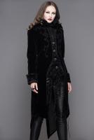 Devil Fashion CT04101 Veste femme en velours noir avec broderies, faux 2pcs, gothique lgant aristocrate