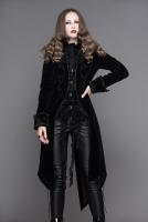 Devil Fashion CT04101 Veste femme en velours noir avec broderies, faux 2pcs, gothique lgant aristocrate
