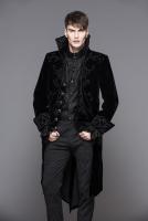 Devil Fashion CT02801 Black velvet men jacket with embroidery, fake 2pcs, elegant gothic aristocrat
