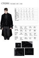 Devil Fashion CT02801 Veste homme en velours noir avec broderies, faux 2pcs, gothique lgant aristocrate Size Chart