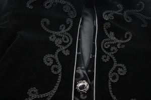 Devil Fashion CT02801 Black velvet men jacket with embroidery, fake 2pcs, elegant gothic aristocrat