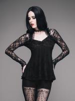 Devil Fashion TT051 Top noir en dentelle, broderies et dcoration dans le dos, lgant gothique romantique