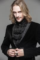 Devil Fashion CT05201 Black velvet men jacket with embroidered tie and decorated collar, elegant gothic aristoc