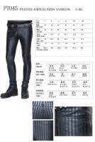 Devil Fashion PT045 Pantalon homme noir moulant, type vinyl latex  rayures, gothique punk rock Size Chart