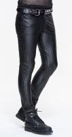 Devil Fashion PT045 Pantalon homme noir moulant, type vinyl latex  rayures, gothique punk rock