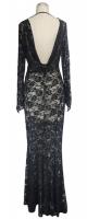 Devil Fashion SKT03201 Full transparent black lace long-sleeved dress, bare back, gothic elegant aristocrat sexy