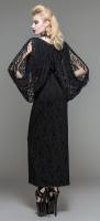 Devil Fashion SKT035 Robe noire longue avec manches drap en dentelle, fente et motifs gothique aristocrate