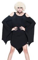 Black bats long-sleeved dress bare shoulders, gothic nugoth