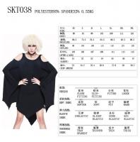 Devil Fashion SKT038 Robe noire  manches longues de chauve souris et paules nues, gothique nugoth Size Chart