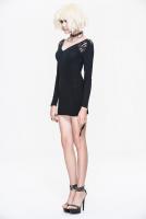 Devil Fashion SKT042 Black multifunction top dress with long sleeves, bare back, lacing and picks, gothic rock