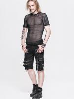 Devil Fashion TT039 Top noir transparent homme en rsille fine, gothique rock punk