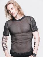 Devil Fashion TT039 Black transparent man Top, fine mesh, gothic rock punk