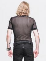 Devil Fashion TT039 Black transparent man Top, fine mesh, gothic rock punk
