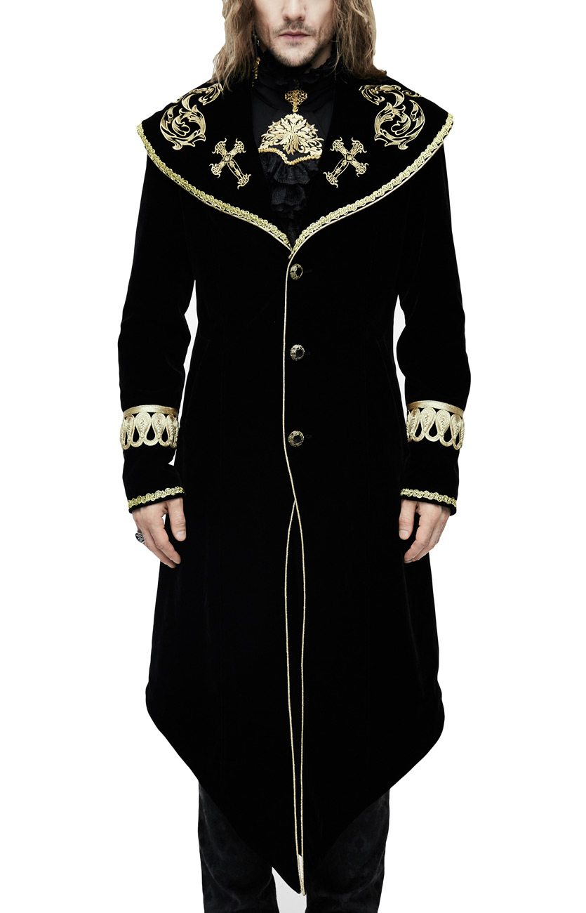 Manteau long en feutrine Noire  Veste avec couture brodé – houseoffeminity