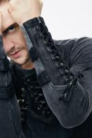 Devil Fashion TT08201 Top  manches longues homme gris et noir avec sangles et laages, Punk Goth Grunge