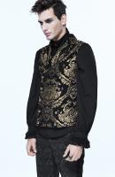 Devil Fashion WT01301 Sleeveless men\'s jacket, black with gold embroidered baroque pattern, chic aristocrat