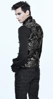 Devil Fashion WT01302 Sleeveless men\'s jacket, black with silver embroidered baroque pattern, chic aristocrat