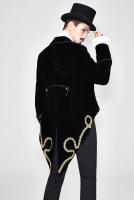 Devil Fashion CT099 Black velvet men\'s tailcoat jacket with gold embroidery, elegant aristocrat chic