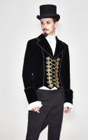 Devil Fashion CT099 Veste homme en velours noir avec broderies dores, lgant aristocrate chic