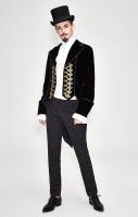 Devil Fashion CT099 Veste homme en velours noir avec broderies dores, lgant aristocrate chic