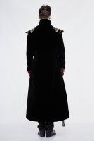 Devil Fashion CT11801 Veste longue en velours noire et rouge motifs baroques dors brods, gothique aristocrate