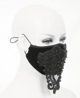 Devil Fashion MK019 Masque en tissu noir velours lgant, broderie et perles, mode