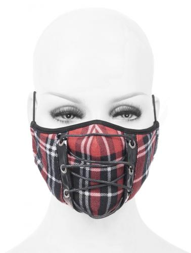 Devil Fashion MK020 Masque en tissu tartan rouge et laage rock goth punk, mode