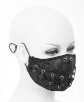 Devil Fashion MK024 Black fabric reusable mask with lace-up mouth, rock goth punk