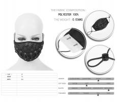 Devil Fashion MK024 Black fabric reusable mask with lace-up mouth, rock goth punk