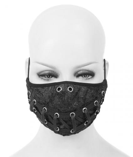 Devil Fashion MK024 Masque en tissu noir avec bouche lace rock goth punk, mode
