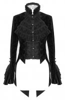 Black velvet jacket 2pcs effect jabot shirt baroque patterns, Victorian gothic