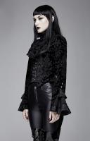 Devil Fashion CT13301 Veste velours noir motif baroque effet 2pcs chemise jabot, manches vases goth victorien