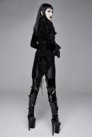 Devil Fashion CT13301 Veste velours noir motif baroque effet 2pcs chemise jabot, manches vases goth victorien