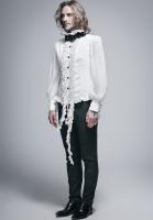 Devil Fashion SHT00302 Chemise blanche homme  froufrous, roses noires, manches bouffantes, lgant gothique