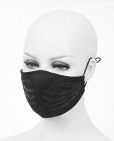 Devil Fashion MK022 Black fabric mask with skeleton hands, gothic rock fashion
