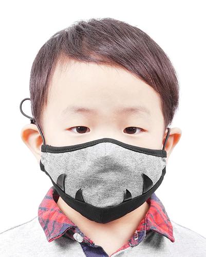 Devil Fashion MK041 Gray fabric little monster child mask with black pointy teeth