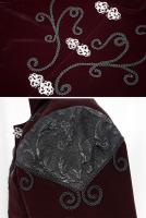 Devil Fashion CT14002 Red velvet jacket with elegant embroidery and black vintage pattern aristocrat gothic