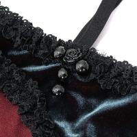 Devil Fashion SST018 Maillot de bain noir 2pcs  broderie, sangles et laage, lingerie lgant goth