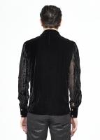 Devil Fashion SHT063 Chemise noire  velours et rayures transparentes, gothique rock devil fashion