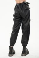 Devil Fashion PT173 Pantalon cargo noir femme avec ceinture chane et poche, goth rock