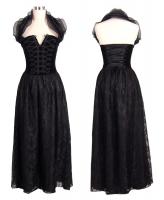 Long black velvet dress wit...