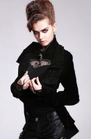 Devil Fashion CT016 Elegant Victorian velvet jacket with tails, pin and lacing